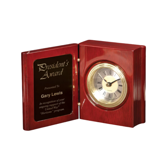 5 3/8" Rosewood Piano Finish Book Clock