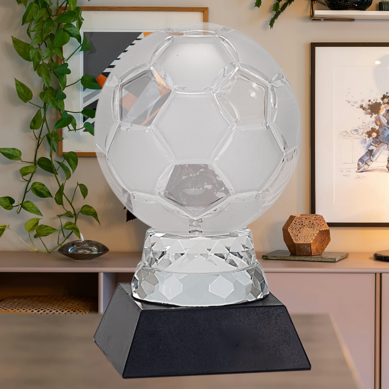 6 1/4" Glass Soccer Ball with Marble Base