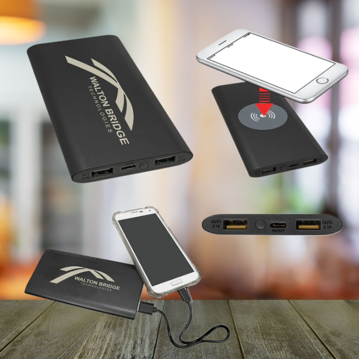 Power Bank & Wireless Anodized Aluminum Charger and USB-C Cord Gift Set