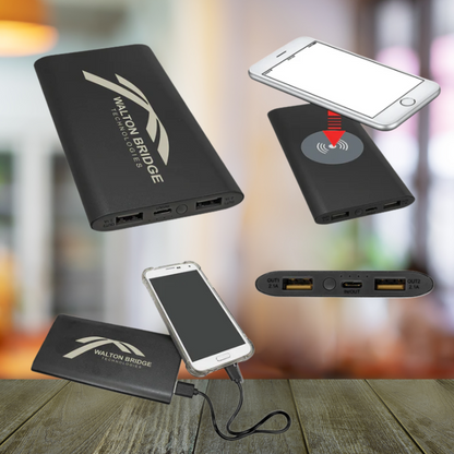 Power Bank & Wireless Anodized Aluminum Charger and USB-C Cord Gift Set