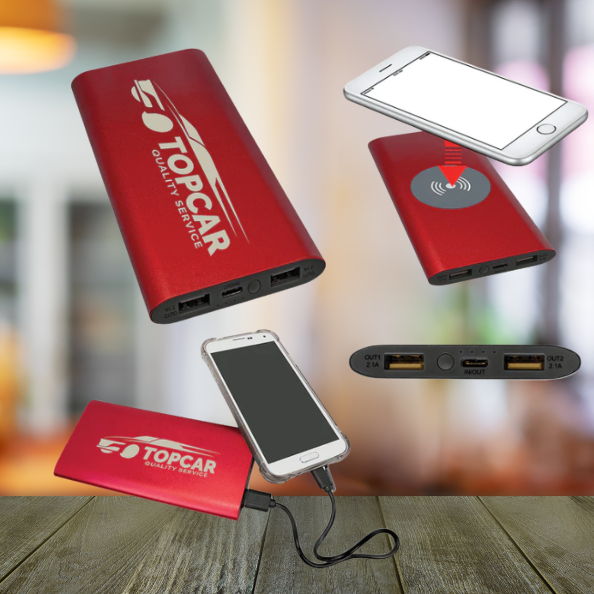 Power Bank & Wireless Anodized Aluminum Charger and USB-C Cord Gift Set