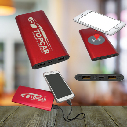 Power Bank & Wireless Anodized Aluminum Charger and USB-C Cord Gift Set