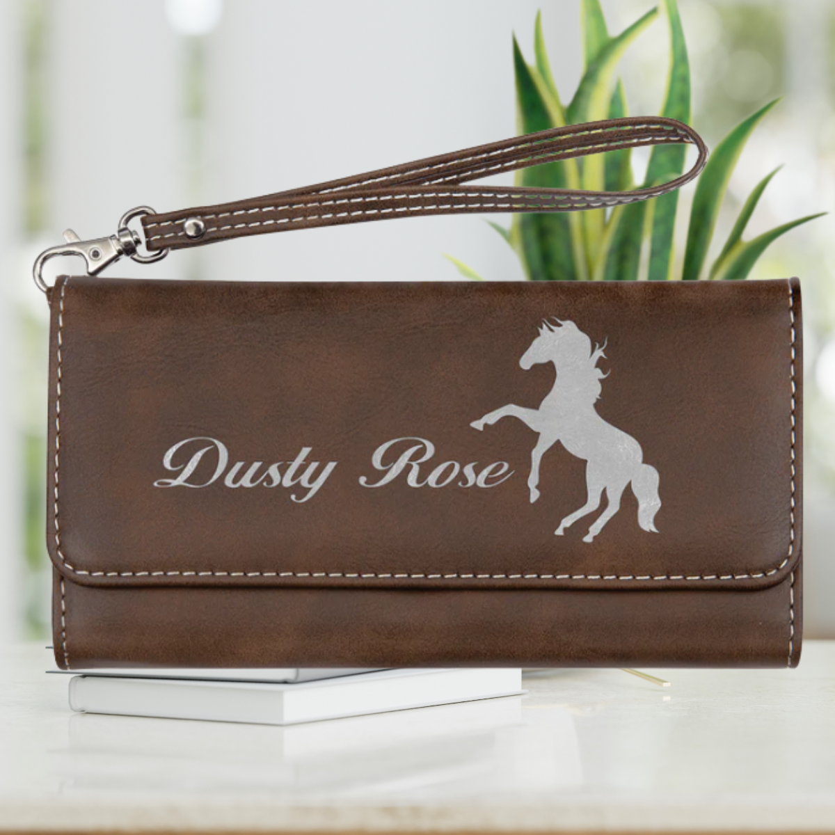 Leatherette Rawhide Wallet with Strap