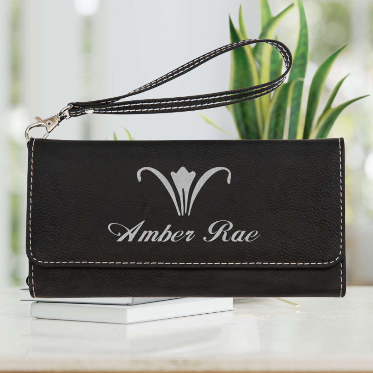 Leatherette Rawhide Wallet with Strap