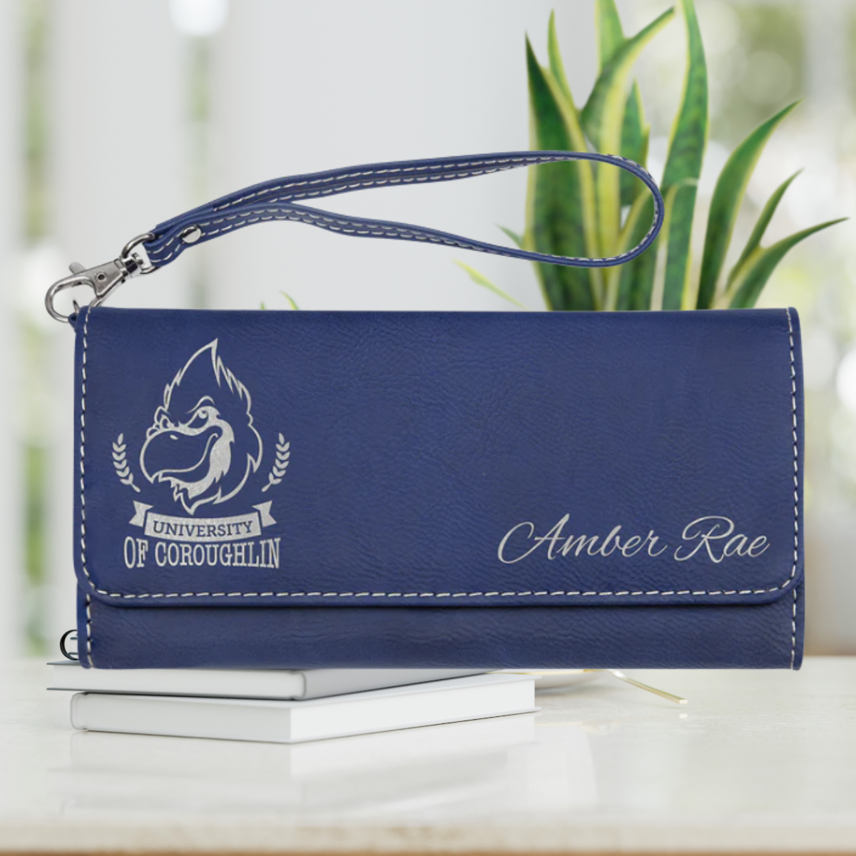 Leatherette Rawhide Wallet with Strap