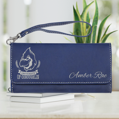 Leatherette Rawhide Wallet with Strap
