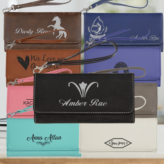 Leatherette Rawhide Wallet with Strap