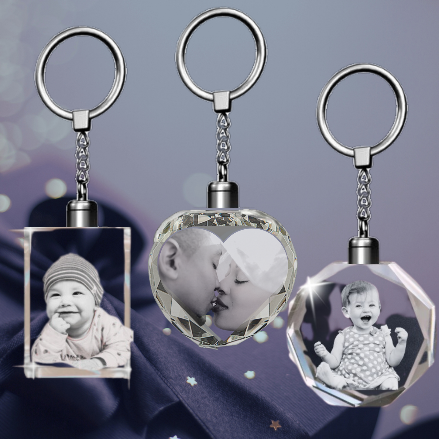 3D Crystal Heart Keychain