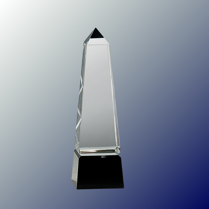 Obelisk Crystal on Black Pedestal Base
