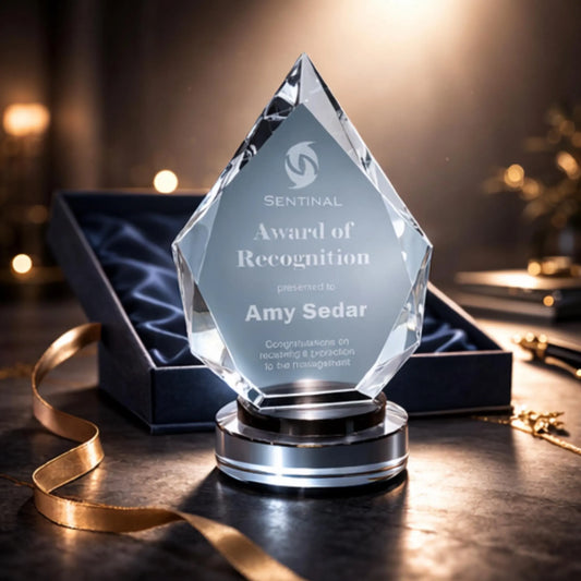 Diamond Crystal on Black & Clear Round Base