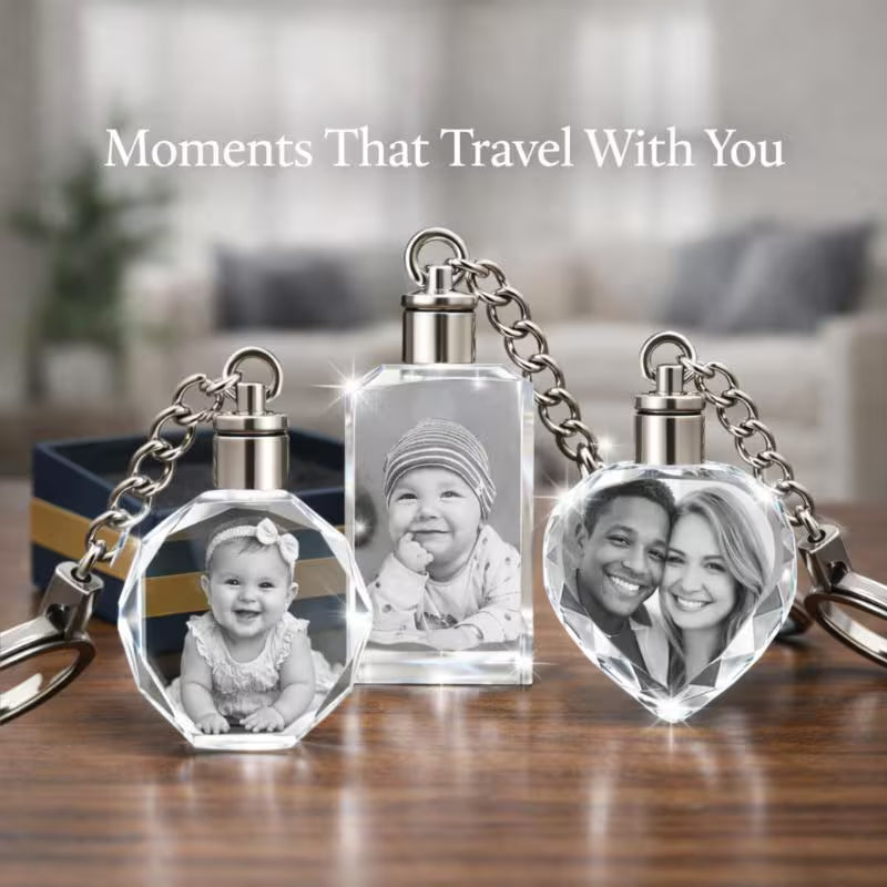 3D Crystal Rectangle Keychain with LED Light | Personalized Photo Gift ...