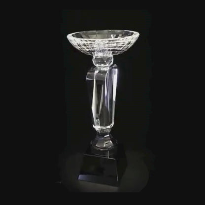 12" Clear Crystal Cup with Black Pedestal Base