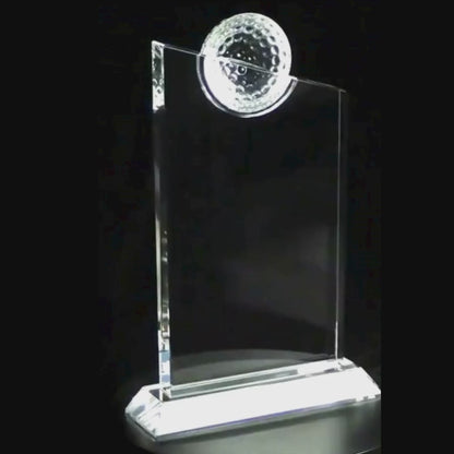 7 1/4"Clear Crystal with Inset Crystal Golf Ball on Clear Base