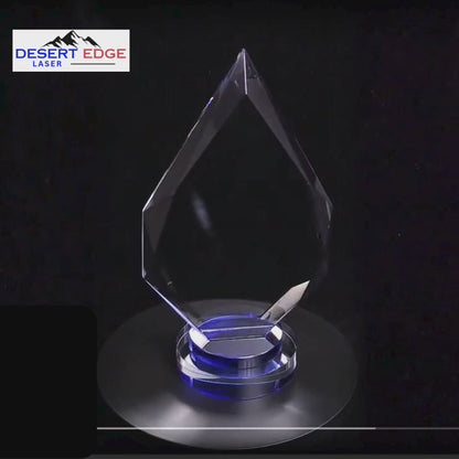 8 1/4" Diamond Crystal on Blue & Clear Round Base