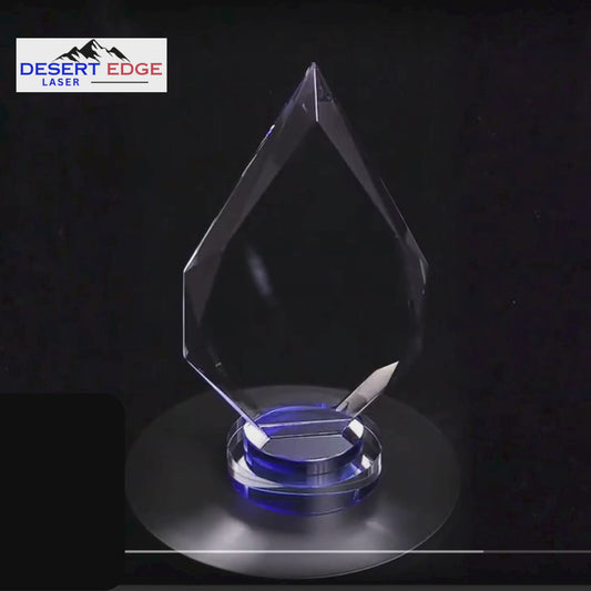 8 1/4" Diamond Crystal on Blue & Clear Round Base