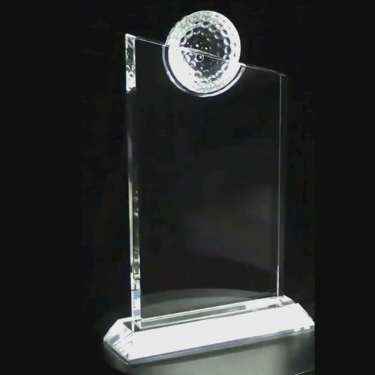 7 1/4"Clear Crystal with Inset Crystal Golf Ball on Clear Base